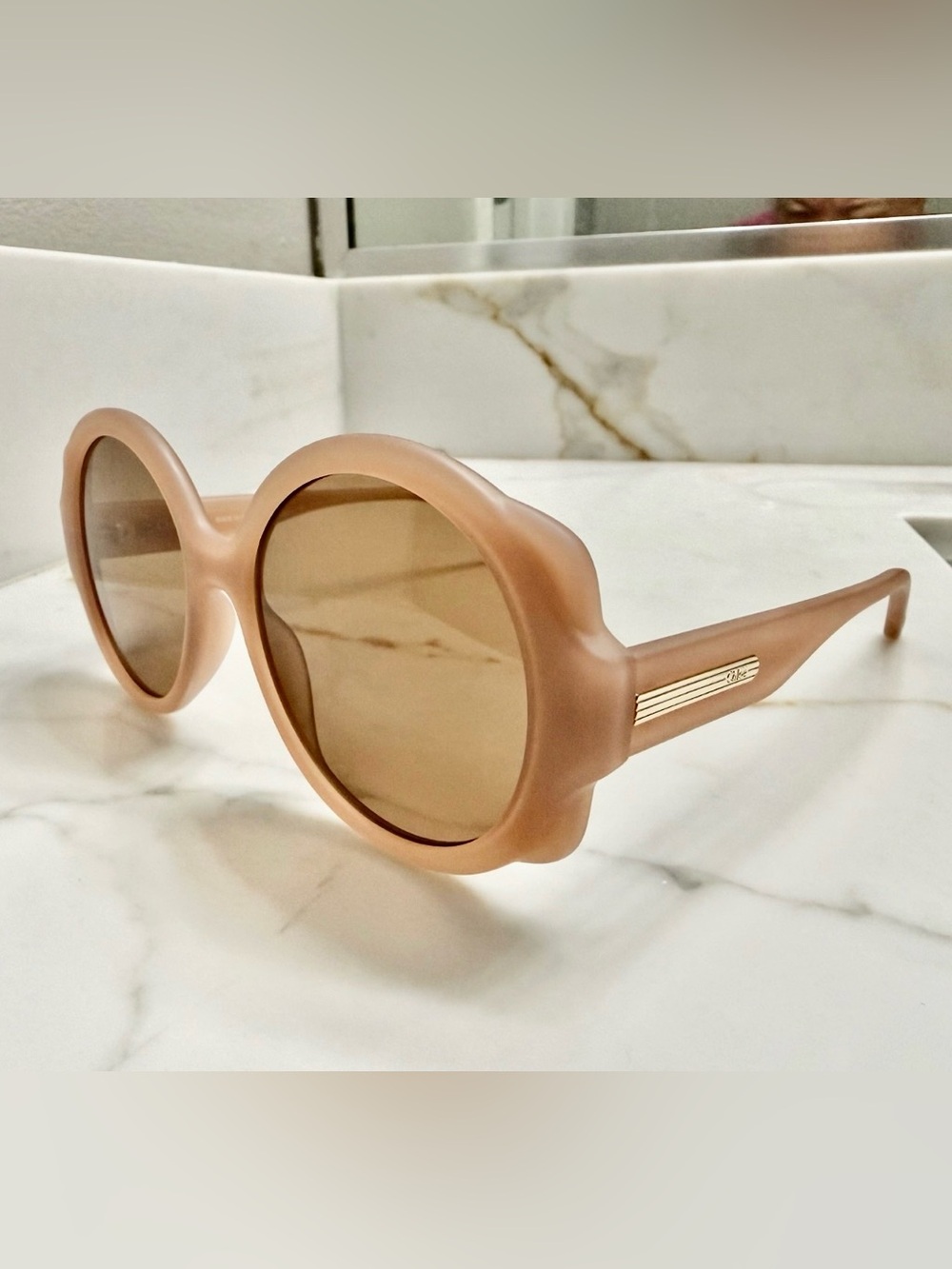 Chloé Round Nude Frame Sunglasses with Brown Lenses 100% authentic with case